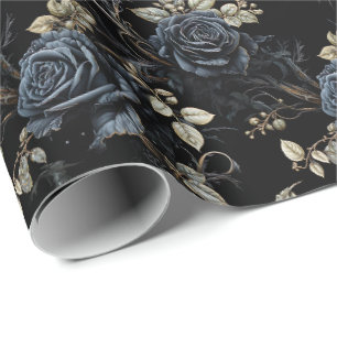 Papier Cadeau Mariage gothique romantique Rose noir
