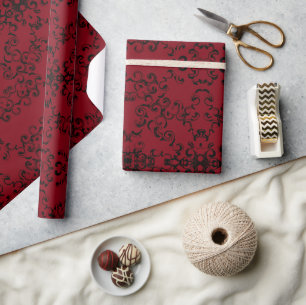 Papier Cadeau Mariage gothique rouge et noir