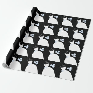 Papier Cadeau Mariage Gown Blue papier d'emballage noir