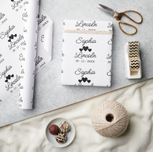 Papier Cadeau Mariage moderne Elegant Marié & Groom Noms