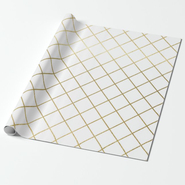 Papier Cadeau Mariage Motif Abstrait Géométrique Or Classique (Déroulé)