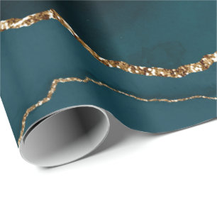 Papier Cadeau Mariage motif d'agate turquoise