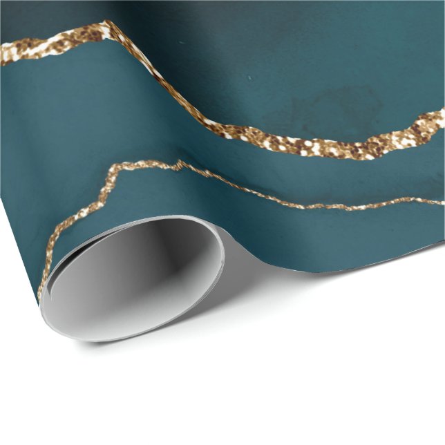 Papier Cadeau Mariage motif d'agate turquoise (Coin rond)