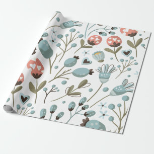 Papier Cadeau Mariage Motif Floral Blue Spring