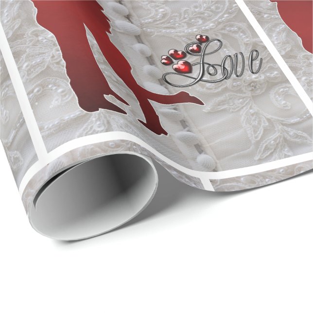 Papier Cadeau Mariage Occidental Couple Romantique Love Cadeau (Coin rond)