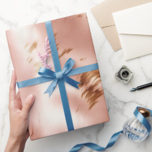 Papier Cadeau Mariage Occidental Faux Cuir de Vache Rose Pâle