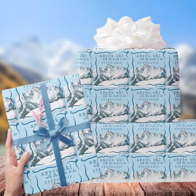 Papier Cadeau Mariage Personnalisé Après Ski Bleu Hiver Fête de  (Créateur téléchargé)