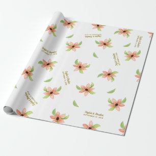 Papier Cadeau Mariage personnalisé floral de destination tropica