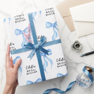 Papier Cadeau Mariage personnalisé sous le thème du ruban bleu