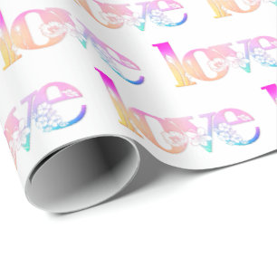 Papier Cadeau Mariage Rainbow Love Texte