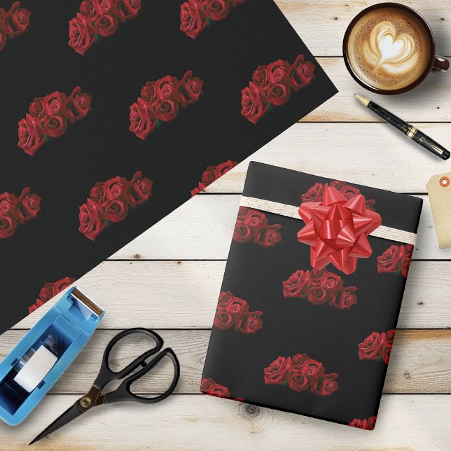 Papier Cadeau Mariage rose rouge blanc noir (Créateur téléchargé)