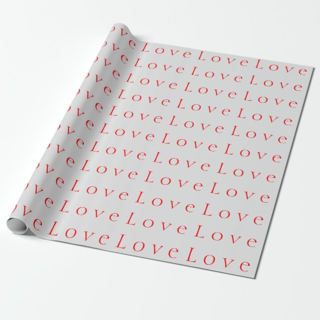Papier Cadeau Mariage Stylé Unique Blanc Rouge Amour (Déroulé)