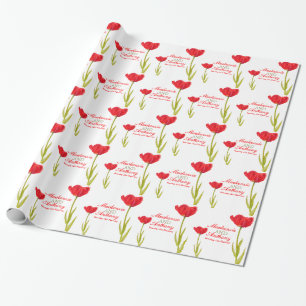 Papier Cadeau Mariage tulipe rouge unique enveloppement personna
