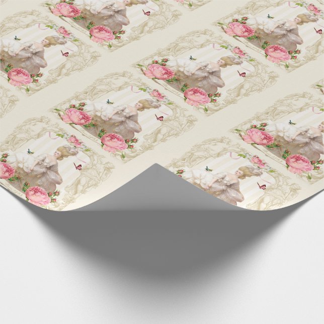 Papier Cadeau Marie Antoinette Enveloppement Papier Rose Rose Ca (Coin)