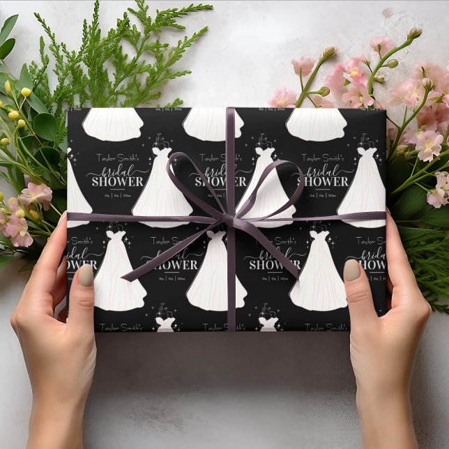 Papier Cadeau Mariée personnalisée avec robe longue Baby shower (Créateur téléchargé)