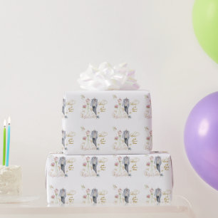 Papier Cadeau Mariée rougissante en fleurs félicite les mariés