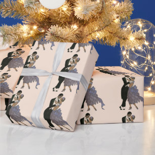 Papier Cadeau Mariés, mariés et danseuses Art déco vintage