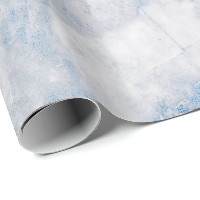 Papier Cadeau Marine Bleu Blanc Argent Gris Carrare Marbre Pierr (Coin rond)