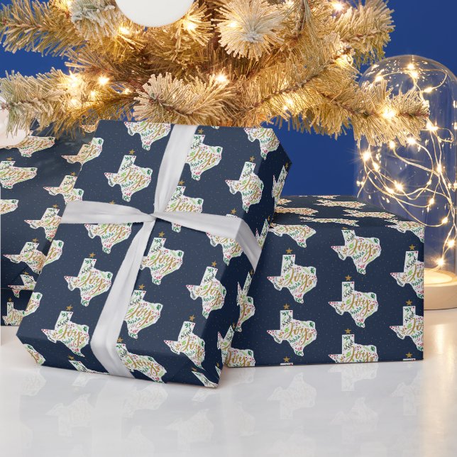 Papier Cadeau Marine Blue Joy Vacances Feuilles Texas Shape (Vacances)