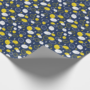Papier Cadeau Marine Blue Lemon Art - Refresh Citrus Design