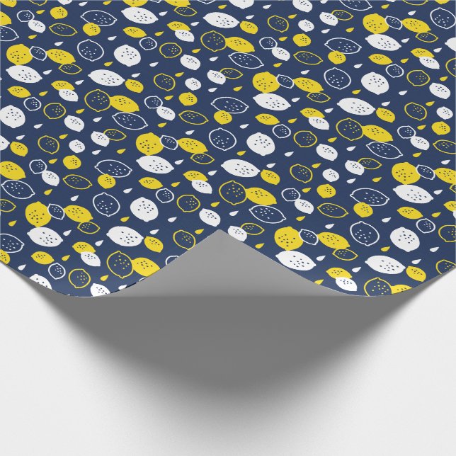 Papier Cadeau Marine Blue Lemon Art - Refresh Citrus Design (Coin)