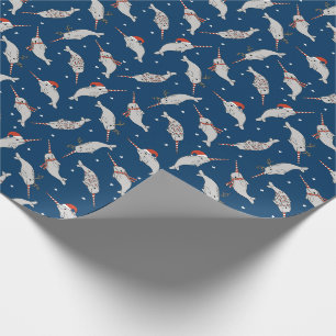Papier Cadeau Marine de Noël Narwhal