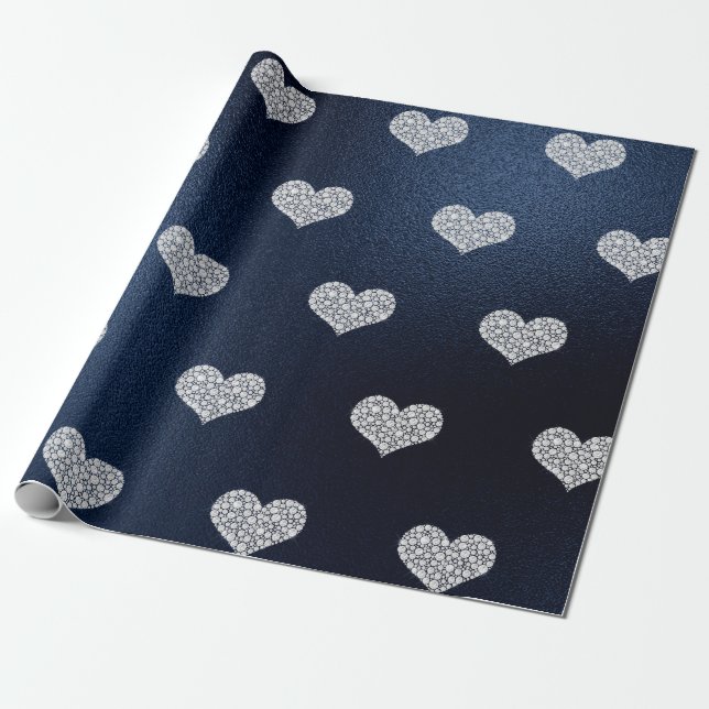PAPIER CADEAU MARINE DIAMOND ÉLÉGANTE MARIAGE D'ANNIVERSAIRE WRA (Déroulé)