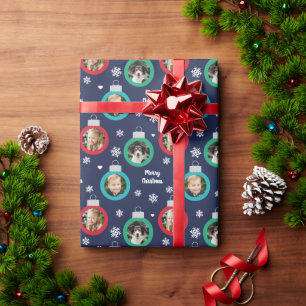 Papier Cadeau Marine moderne Rouge Green Photo ornements Noël