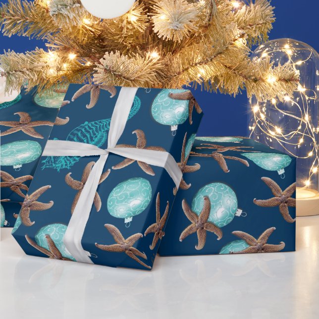 Papier Cadeau Marine Vie Tropicale Motif Marine Bleu Noël (Vacances)