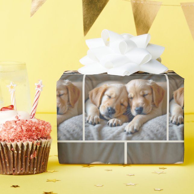 Papier Cadeau Marionnettes Golden Retriever dormant (Fête d'anniversaire)