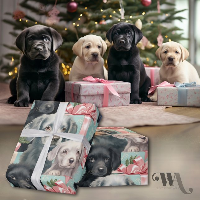 Papier Cadeau Marionnettes Labrador en 3 couleurs (Créateur téléchargé)