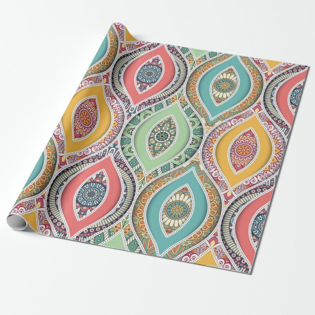 Papier Cadeau Marocain coloré motif Mandala (Déroulé)