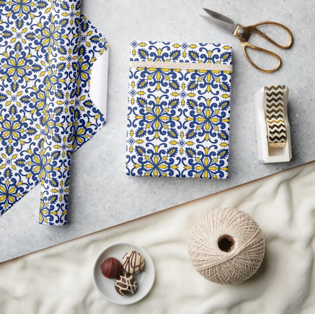 Papier Cadeau Marocain sans joint Nikea Azulejo Motif (Artisanat)