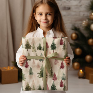 Papier Cadeau Maroon et pin vert foncé