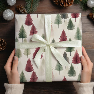 Papier Cadeau Maroon et pin vert foncé