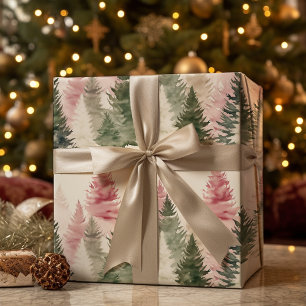 Papier Cadeau Maroon et pin vert foncé
