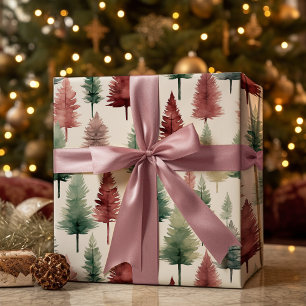 Papier Cadeau Maroon et pin vert foncé