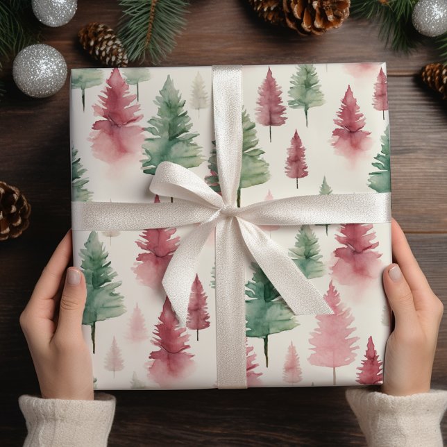 Papier Cadeau Maroon et pin vert foncé (Créateur téléchargé)
