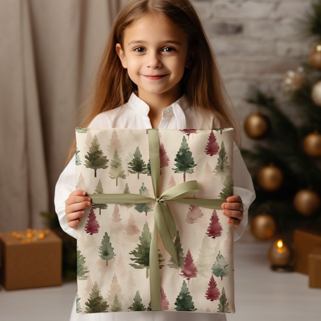 Papier Cadeau Maroon et pin vert foncé (Créateur téléchargé)