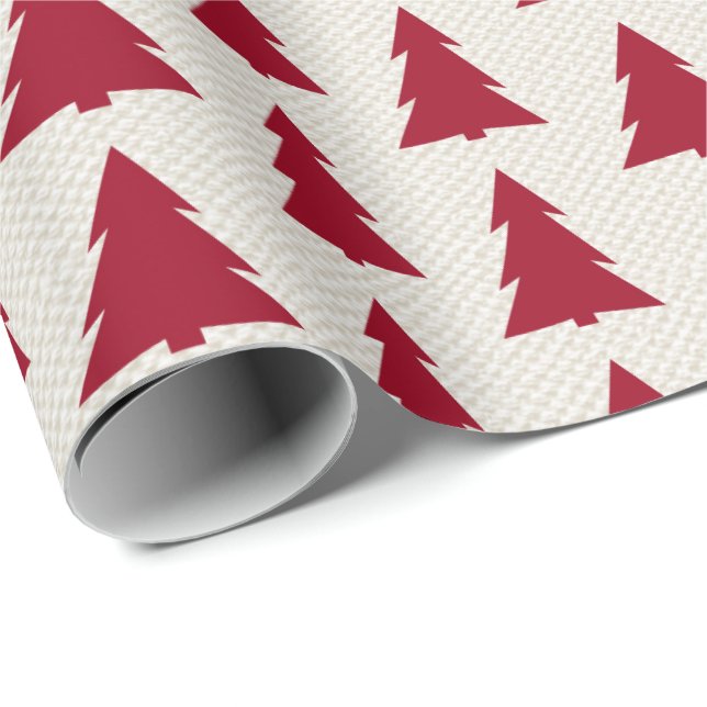 Papier Cadeau Maroon moderne Motif sur toile beige Faux (Coin rond)