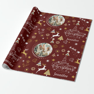 Papier Cadeau Maroon personnalisé Joyeux cadeau de Noël