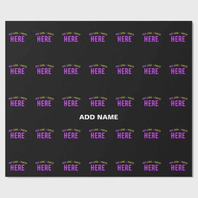 PAPIER CADEAU MARQUE PERSONNALISABLE NOIRE VERIFIEE DE STYLE MOD (Plat)