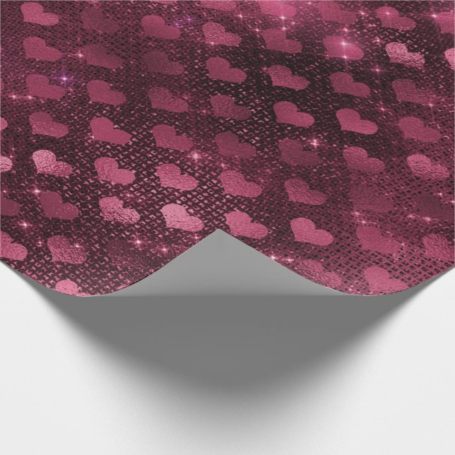 Papier Cadeau Marsala de coeur Parties scintillant de marsala de (Coin)