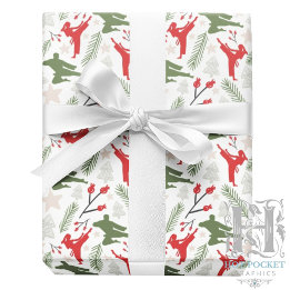Papier Cadeau Martial Arts Christmas Gift Wrapping Paper - White