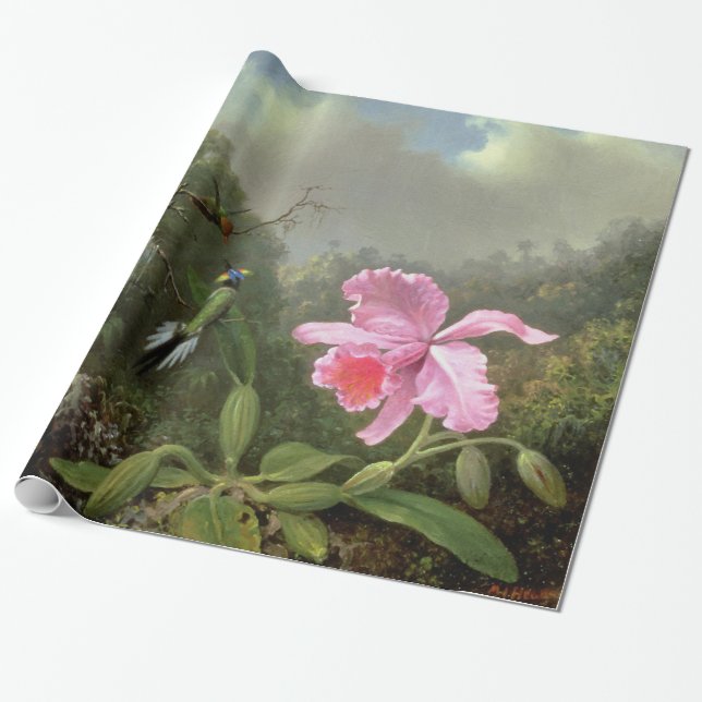 Papier Cadeau Martin Johnson Heade Orchid Et Hummingbirds (Déroulé)