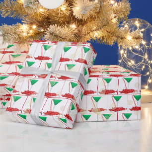 Papier Cadeau Martini de Noël avec rubans