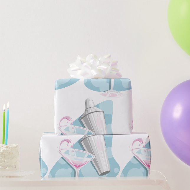 Papier Cadeau Martini Verre Et Shaker (Créateur téléchargé)