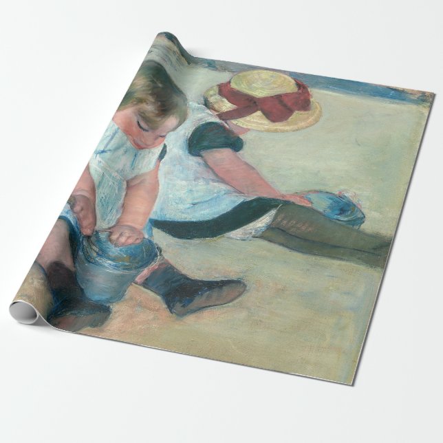 Papier Cadeau Mary Cassatt - Enfants jouant sur la plage (Déroulé)