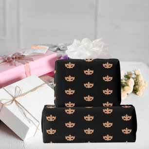 Papier Cadeau Mascarade fête masque or noir