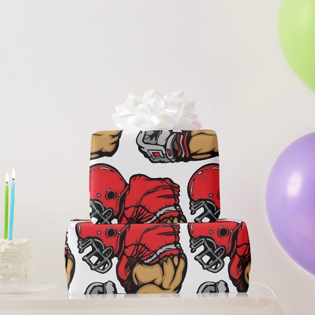 Papier Cadeau Mascotte de guerrier de football robuste Muscle de (Créateur téléchargé)